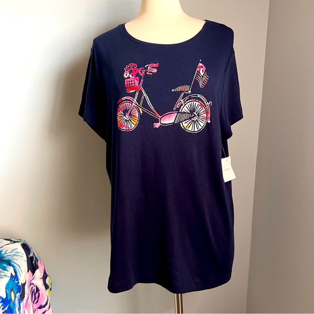 Croft & Barrow Navy Tee XXL Short Sleeve Graphic Bicycle T-Shirt